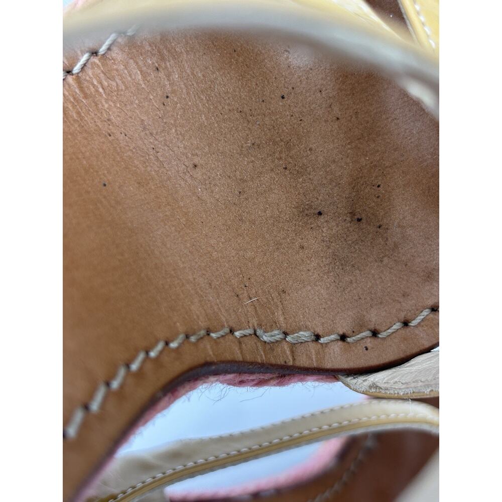 Kate Spade Lindsay Platform Wedge Rainbow Espadrille Sandal Gold Patent Size 6 - Picture 9 of 16